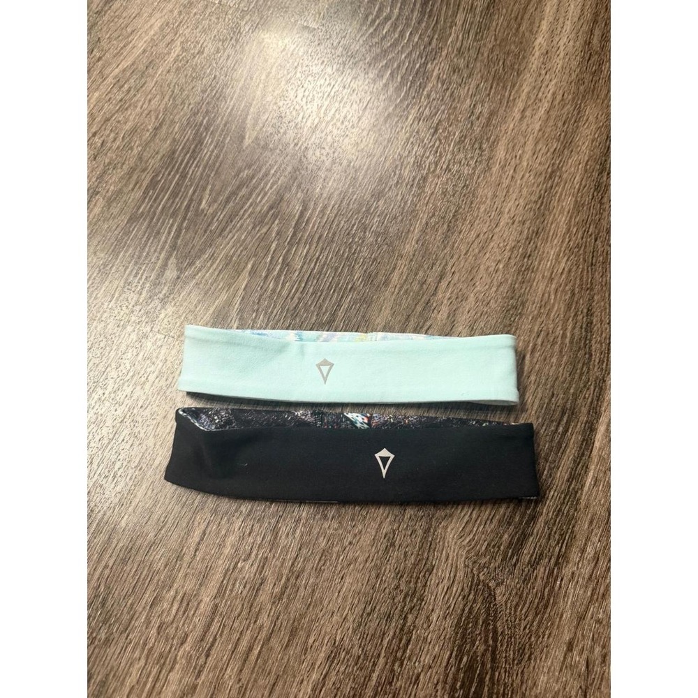 Ivivva Lululemon Reversible Headbands Set of 2 Mint Green Black Abstract Print